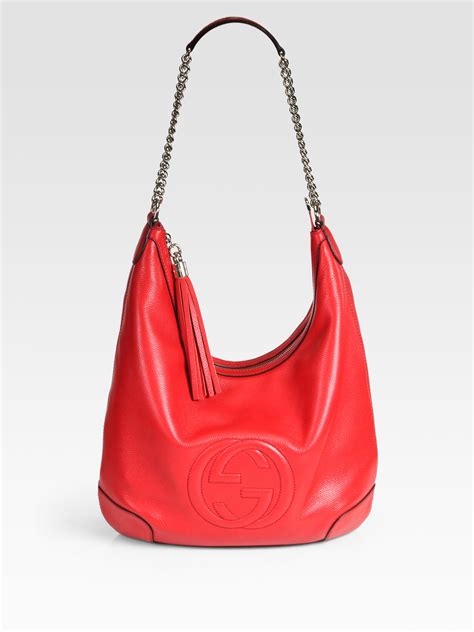 gucci red leather soho hobo bag|Gucci guccissima leather hobo bag.